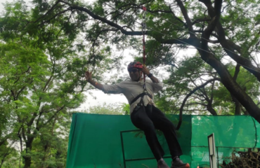 Tourist enjoying zipline at Himalayan Adrenaline